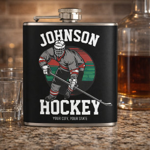 Hockey Player Team Athlete Ice Rink - Custom Hip Flask