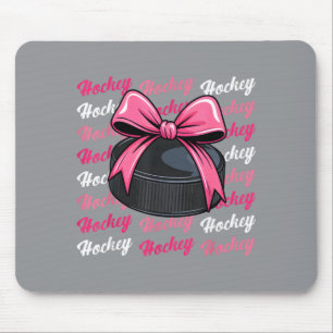Hockey Player Team Coach Coquette Bow Women Girls Mouse Pad