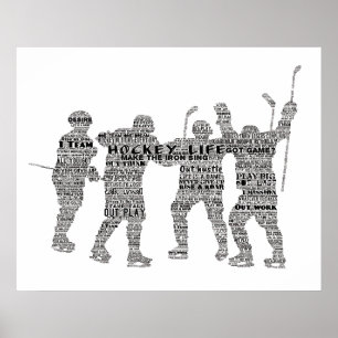 Hockey Player team coach Motivational Word Art Pos Poster