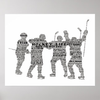 Hockey Player team coach Motivational Word Art Pos Poster