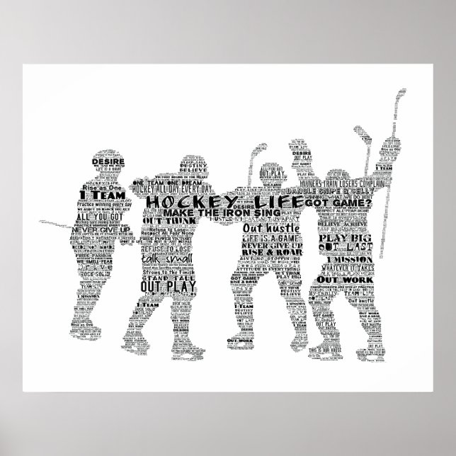 Hockey Player team coach Motivational Word Art Pos Poster (Front)