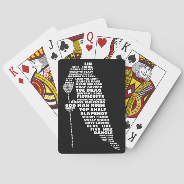 Hockey Player Text Art Playing Cards (Back)