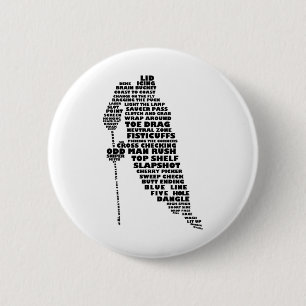 Hockey Player Tygraphy Art  6 Cm Round Badge
