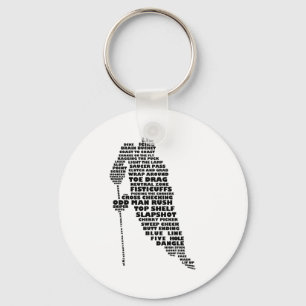 Hockey Player Tygraphy Art Key Ring