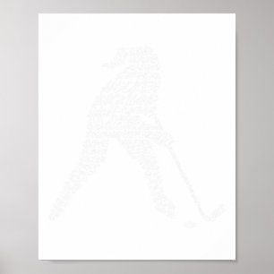 Hockey Player Typography Kids Women Girls Ice Hock Poster