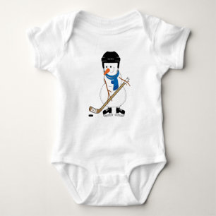 Hockey Playing Snowman Infant Baby Bodysuit