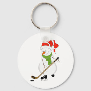 Hockey Playing Snowman Key Ring