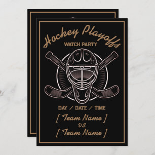 Hockey Playoffs Black And Gold Invitation