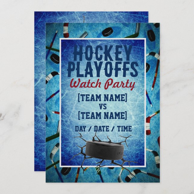 Hockey Playoffs Watch Party Invitation (Front/Back)