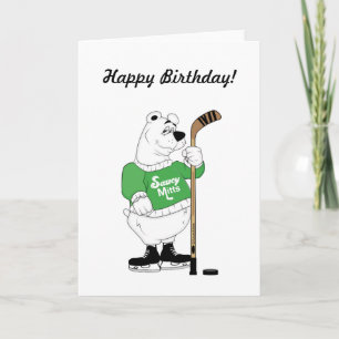 Hockey Polar Bear Birthday Card