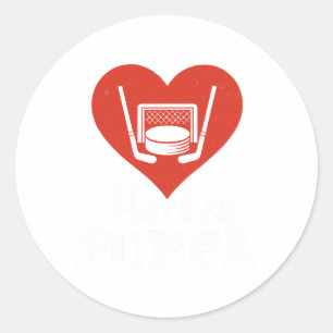 Hockey Poppa Hockey Heart Love Classic Round Sticker