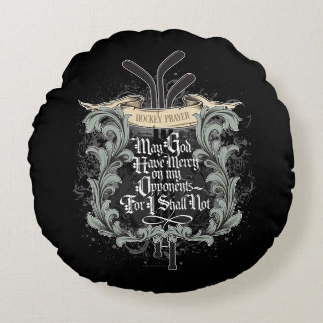 Hockey Prayer Round Pillow (Front)