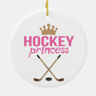 Hockey Princess Pink Ceramic Ornament