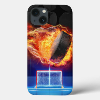 Hockey Puck in Flames iPhone 13 Case