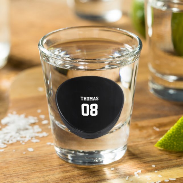 Hockey Puck Name and Number Personalised Shot Glass (Creator Uploaded)