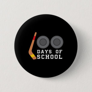 Hockey Puck Stick 100 Days Of School Teacher Boy  6 Cm Round Badge