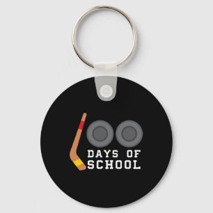 Hockey Puck Stick 100 Days Of School Teacher Boy  Key Ring