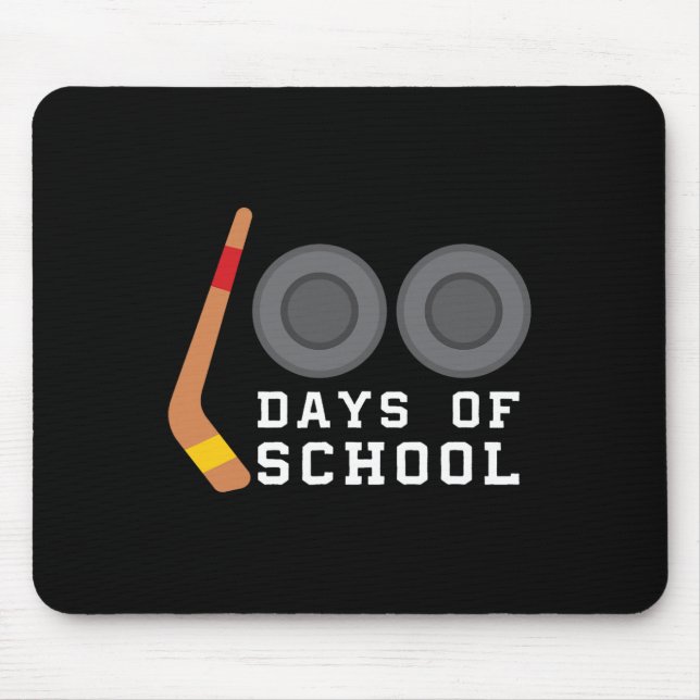 Hockey Puck Stick 100 Days Of School Teacher Boy  Mouse Pad (Front)