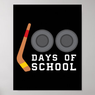 Hockey Puck Stick 100 Days Of School Teacher Boy  Poster