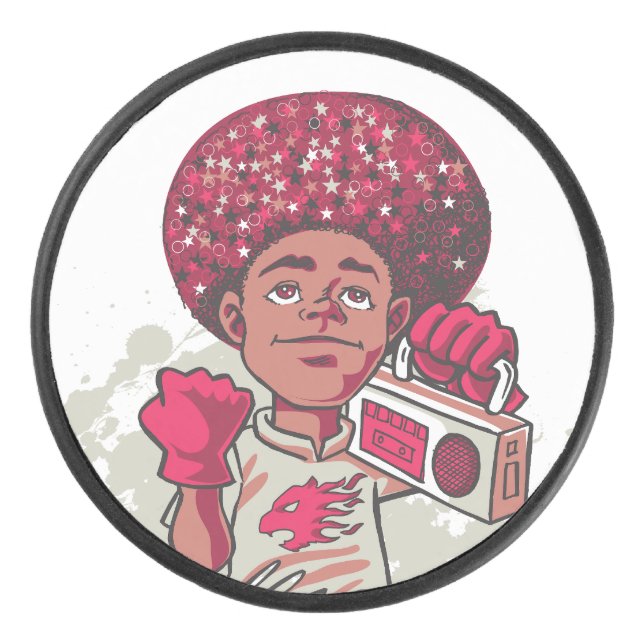 Hockey Puck – YOUTH Power Afro & Boombox Urban  (Front)