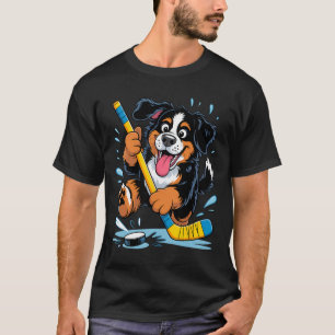 Hockey Puppy Bernese Mountain Dog Ice Rink Fun T-Shirt