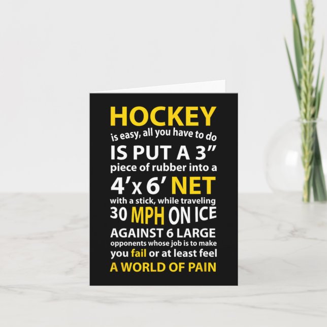 Hockey Quote Hockey Is Easy Gift For Men Women Fan Card (Front)