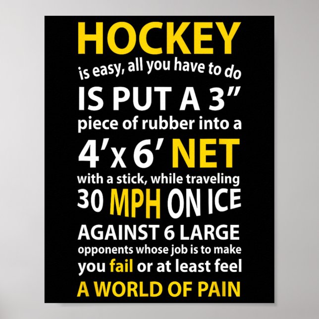 Hockey Quote Hockey Is Easy Gift For Men Women Fan Poster (Front)