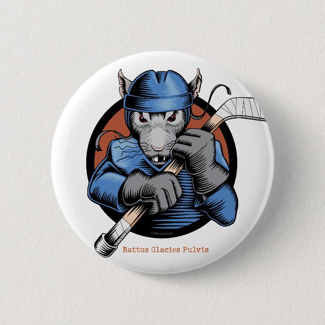 Hockey Rat 6 Cm Round Badge (Front)