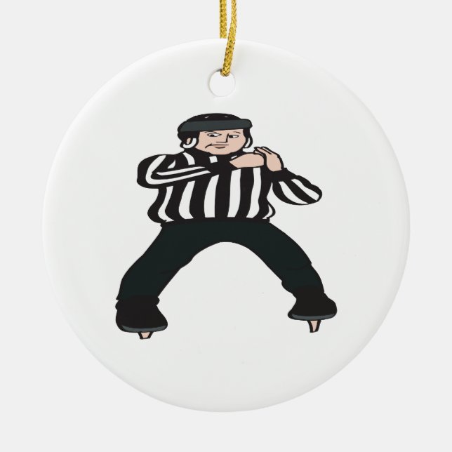 Hockey Referee Ceramic Tree Decoration (Front)