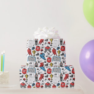 Hockey Referee Players Ice Skating Rink Pattern Wrapping Paper