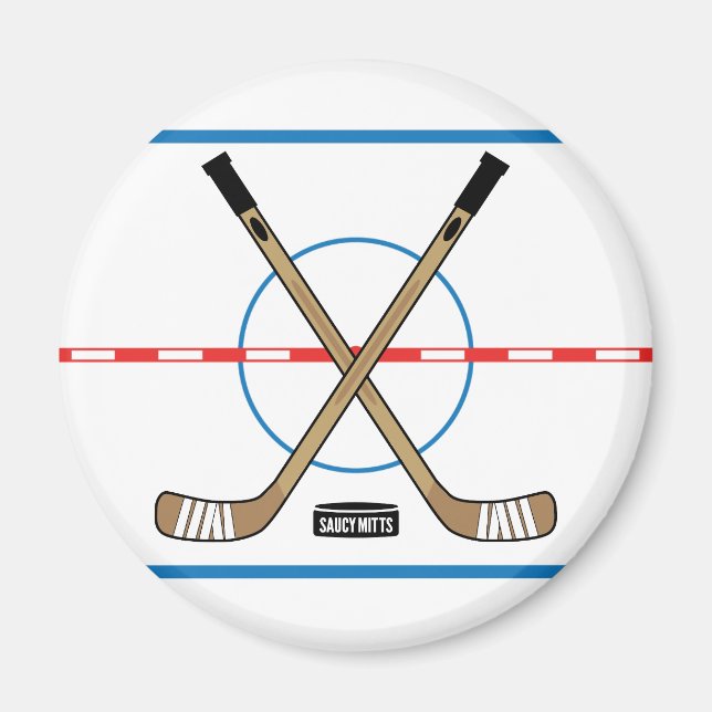 Hockey Rink Diagram Centre Ice Hockey Sticks Magnet (Front)