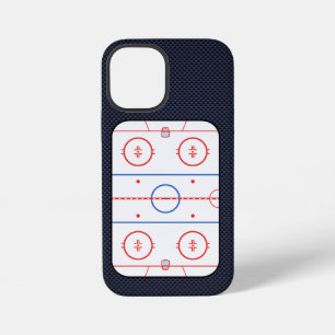 Hockey Rink Diagram on Blue Carbon Fibre Style iPh iPhone 12 Mini Case
