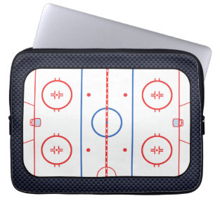 Hockey Rink Diagram on Blue Carbon Fibre Style Laptop Sleeve