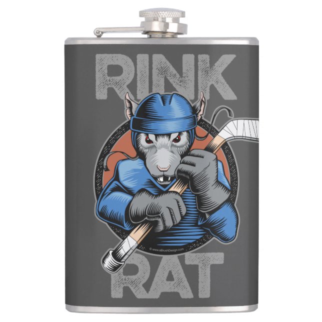 Hockey Rink Rat Hip Flask (Front)