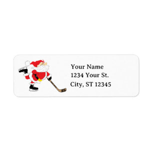 Hockey Santa Christmas Return Address Label