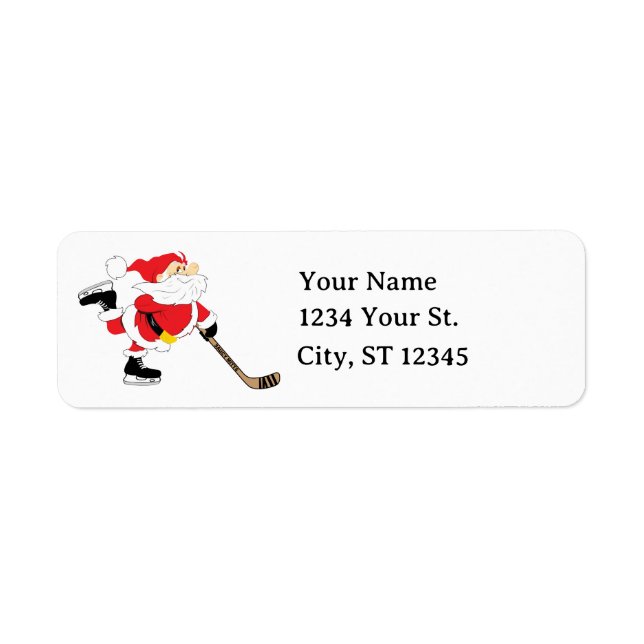 Hockey Santa Christmas Return Address Label (Front)
