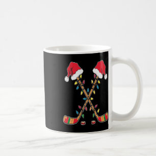 Hockey Santa Hat Christmas Lights Funny Sport Xmas Coffee Mug