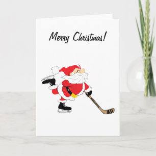 Hockey Santa Merry Christmas Card