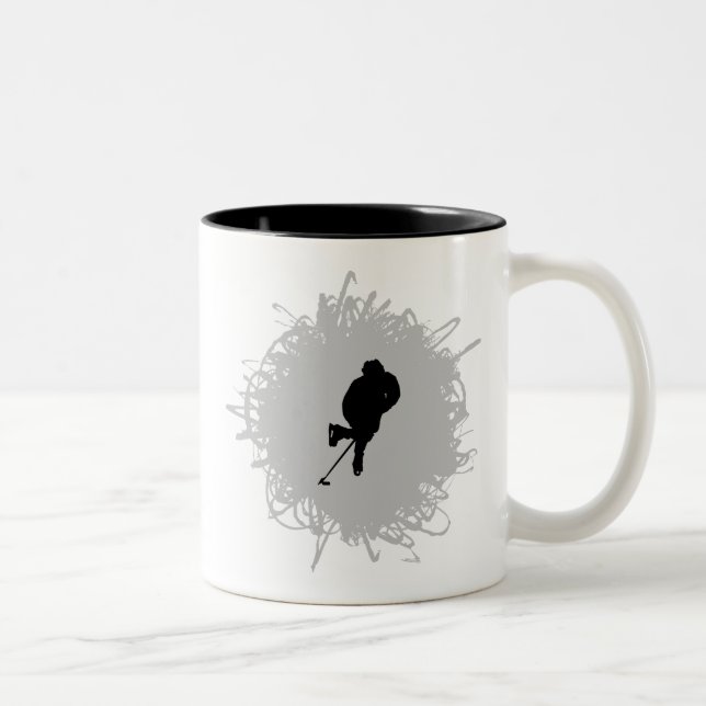 Hockey Scribble Style Two-Tone Coffee Mug (Right)