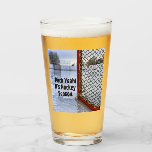 Hockey Season Ice Cold Funny Humour Puck Glass (Front Filled)