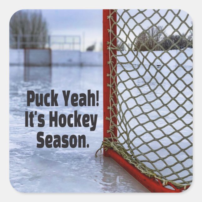 Hockey Season Ice Cold Funny Humour Puck Square Sticker (Front)