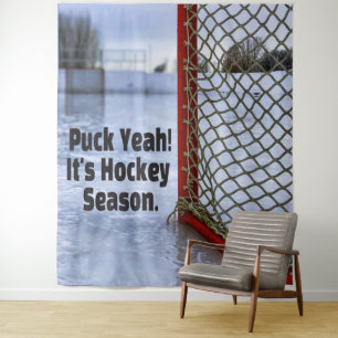 Hockey Season Ice Cold Funny Humour Puck Tapestry