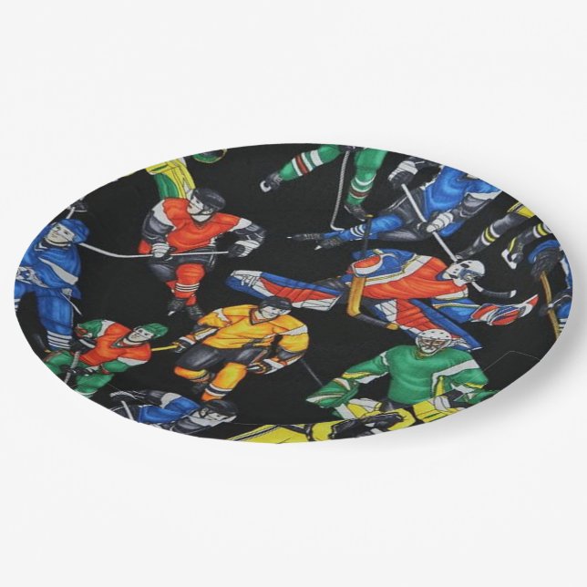 Hockey Season Ice Hockey Paper Plates (Angled)