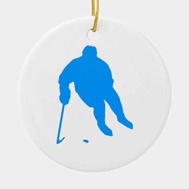 Hockey Silhouette Ceramic Tree Decoration (Front)