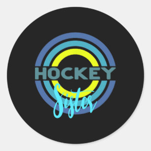 Hockey Sister With Modern Hockey Circles Classic Round Sticker