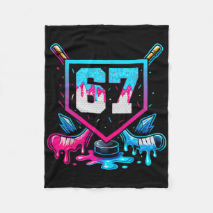 Hockey Six Seven Ice Cream Drip 67 Meme  Fleece Blanket