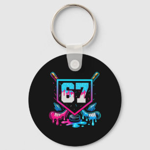 Hockey Six Seven Ice Cream Drip 67 Meme Key Ring