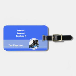 Hockey Skates; Blue Luggage Tag
