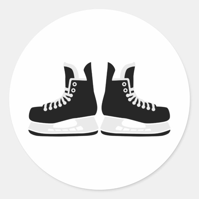 Hockey skates classic round sticker (Front)