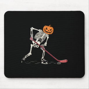 Hockey Skeleton Halloween Player Catcher Mens Boys Mouse Pad